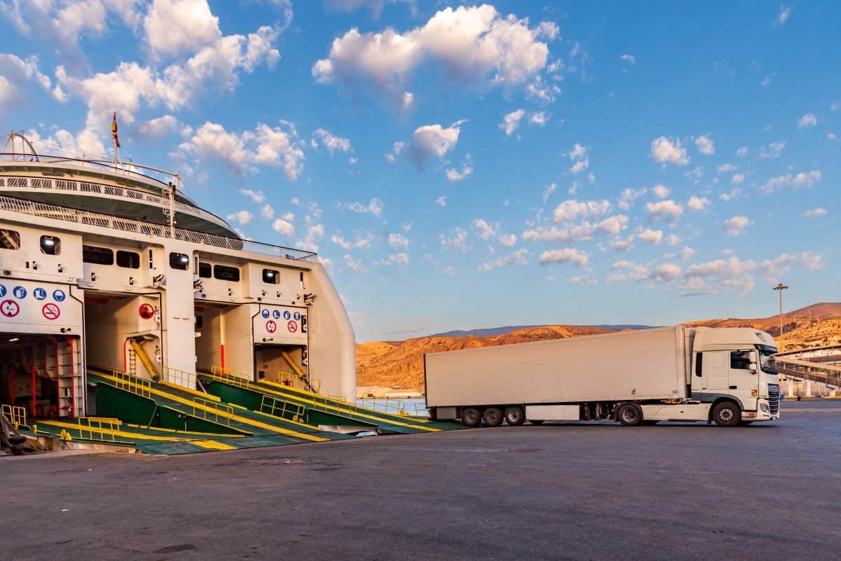 Truck leaving ferry